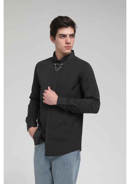 Yaka Zincirli Poplin Gömlek R-1377 fiyatları
