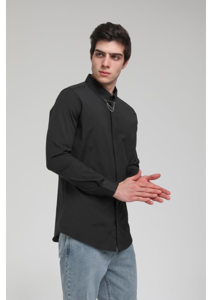 Yaka Zincirli Poplin Gömlek R-1377 modelleri