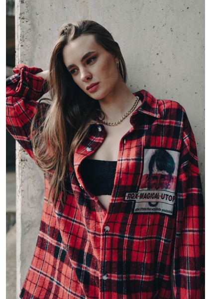 R-3818 Erkek Ayaklı Yaka Patch'li Ekose Gömlek modelleri