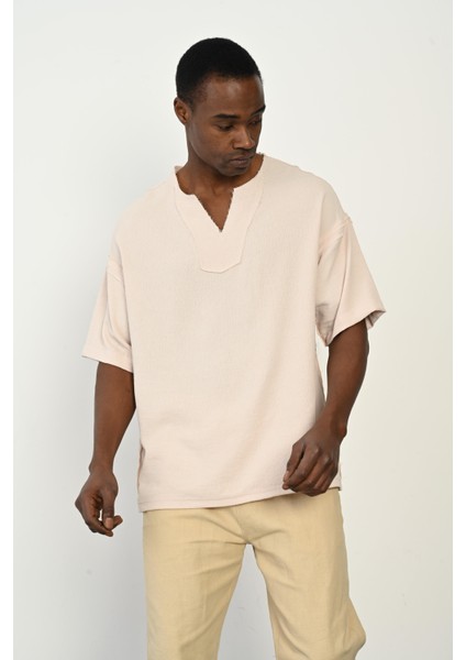 R-3979 Pis Dikiş Detaylı Kısa Kol Düğmesiz Gömlek fiyatları