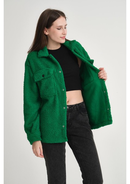 R-3837 Peluş Çift Cep Kapaklı Gömlek modelleri