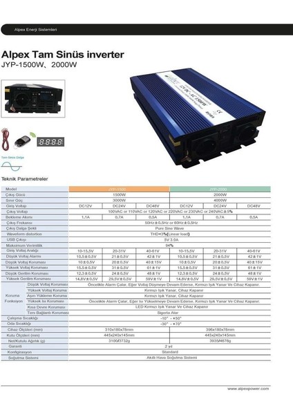 Tam Sinüs Inverter 2000W 24V indirimleri