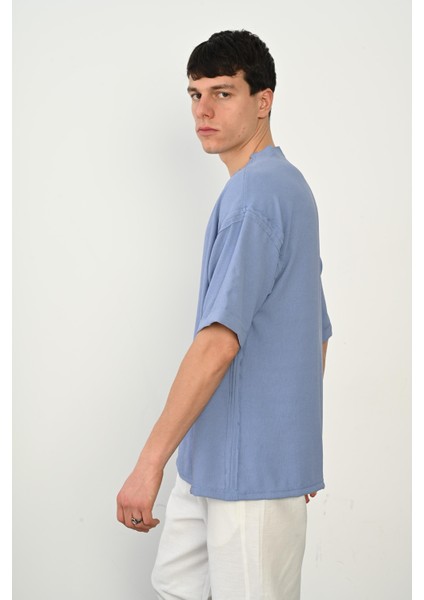 R-3979 Pis Dikiş Detaylı Kısa Kol Düğmesiz Gömlek modelleri