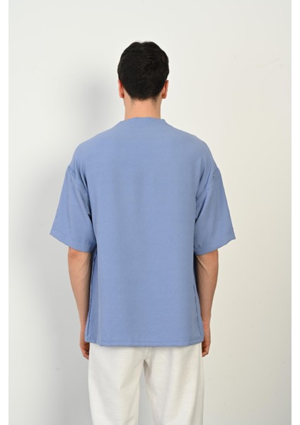 R-3979 Pis Dikiş Detaylı Kısa Kol Düğmesiz Gömlek fırsatları