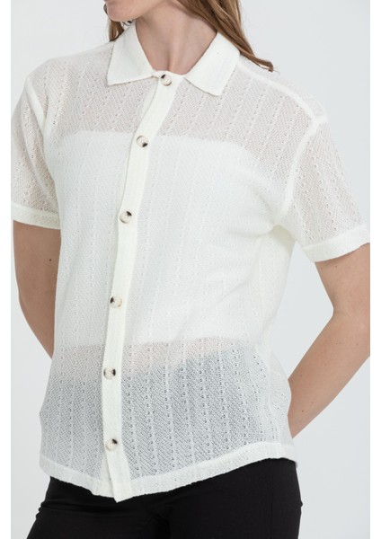 R-3926 Ceket Yaka Kısa Kol Delikli Akrilik Gömlek fırsatları