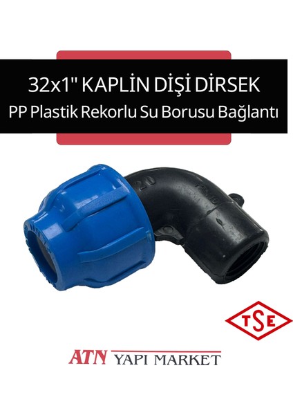 32X1" Kaplin Dişi Dirsek - Pp Plastik Rekorlu Su Borusu Bağlantı Parçası (Tse Belgeli)