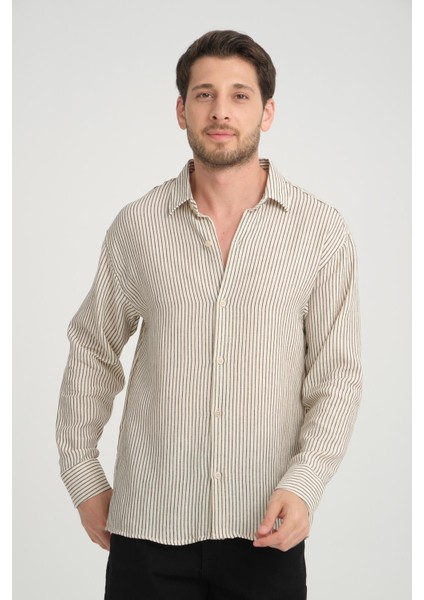 R-6034 Ayaklı Yaka Uzun Kol Çizgili Gömlek modelleri
