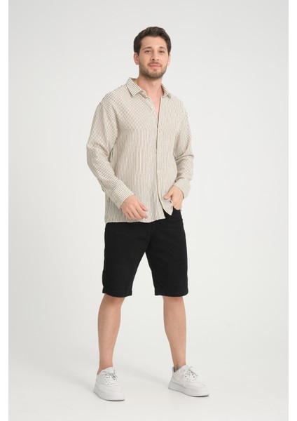 R-6034 Ayaklı Yaka Uzun Kol Çizgili Gömlek fırsatları