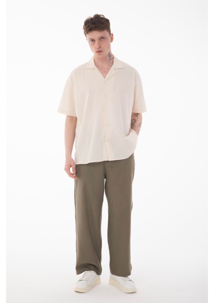 R-6045 Apaç Yaka Kısa Kol Krinkıl Gömlek