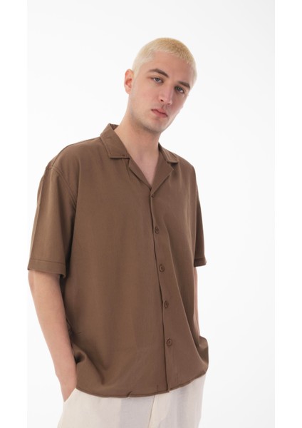 R-6045 Apaç Yaka Kısa Kol Krinkıl Gömlek fırsatları