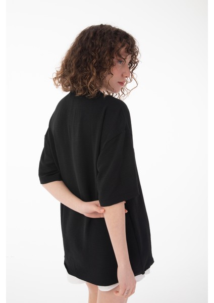 R-3737 Hafif Oversize Apaş Yaka Kısa Kol Ayrobin Gömlek indirimleri