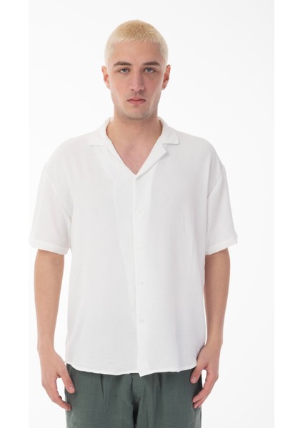 R-3737 Hafif Oversize Apaş Yaka Kısa Kol Ayrobin Gömlek fiyatları