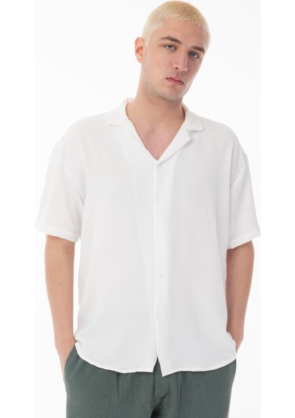 R-3737 Hafif Oversize Apaş Yaka Kısa Kol Ayrobin Gömlek modelleri