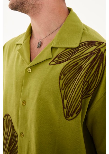 R-6094 Apaç Yaka Nakış Detaylı Kısa Kol Süprem Gömlek fırsatları