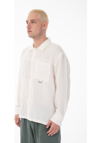 R-6052 Ayaklı Yaka Cep Detaylı Uzun Kol Müslin Gömlek modelleri