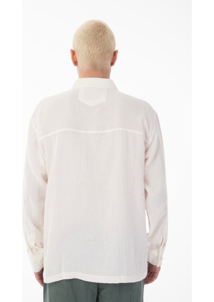 R-6052 Ayaklı Yaka Cep Detaylı Uzun Kol Müslin Gömlek fırsatları