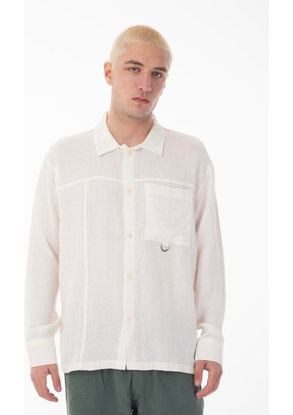 R-6052 Ayaklı Yaka Cep Detaylı Uzun Kol Müslin Gömlek indirimleri