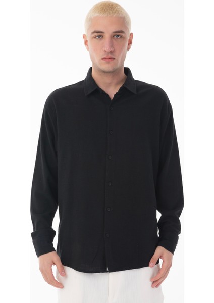 R-6044 Ayaklı Yaka Uzun Kol Keten Gömlek fiyatları