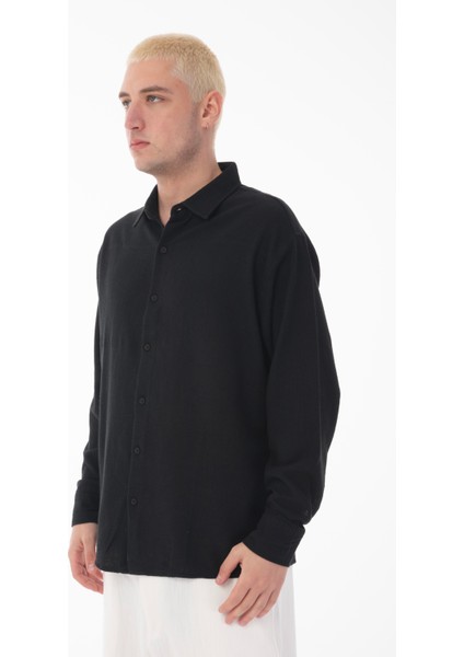 R-6044 Ayaklı Yaka Uzun Kol Keten Gömlek modelleri