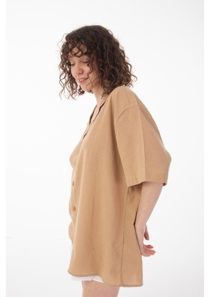 R-6045 Apaç Yaka Kısa Kol Krinkıl Gömlek modelleri