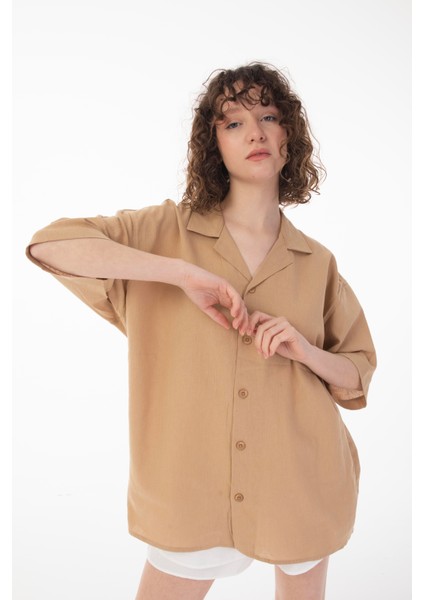 R-6045 Apaç Yaka Kısa Kol Krinkıl Gömlek fırsatları