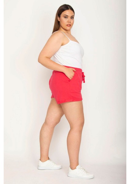 Kadın Büyük Beden Fujya, Bel Bağcık Detaylı Cepli Şort 65N39053 fiyatları