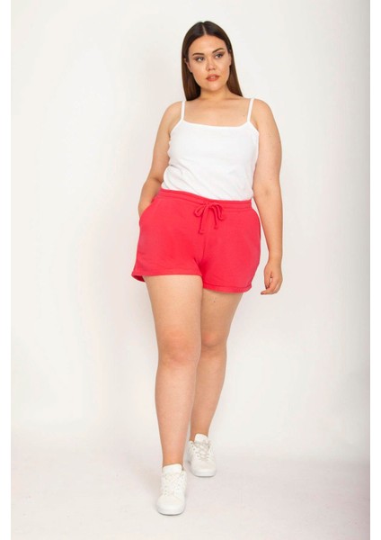 Kadın Büyük Beden Fujya, Bel Bağcık Detaylı Cepli Şort 65N39053 modelleri