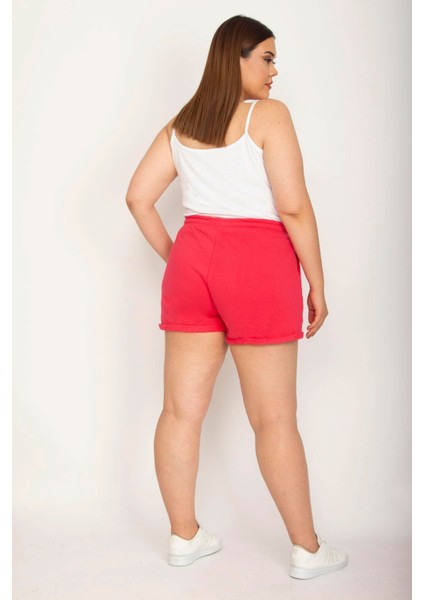 Kadın Büyük Beden Fujya, Bel Bağcık Detaylı Cepli Şort 65N39053 indirimleri
