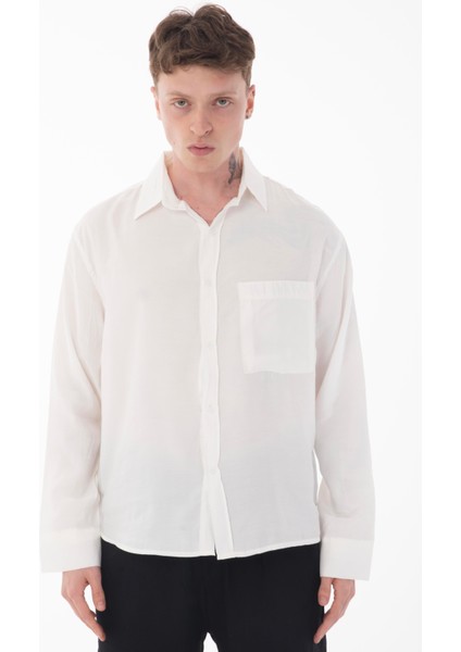 R-6050 Ayaklı Yaka Tek Cep Detaylı Uzun Kol Modal Gömlek modelleri