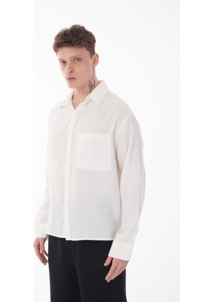 R-6050 Ayaklı Yaka Tek Cep Detaylı Uzun Kol Modal Gömlek indirimleri