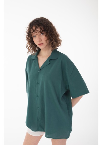 R-6045 Apaç Yaka Kısa Kol Krinkıl Gömlek fırsatları