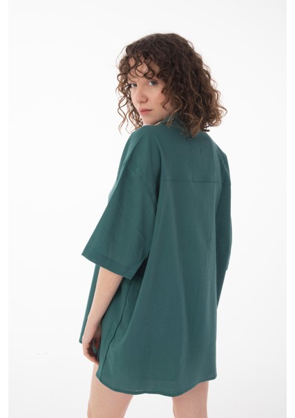 R-6045 Apaç Yaka Kısa Kol Krinkıl Gömlek indirimleri