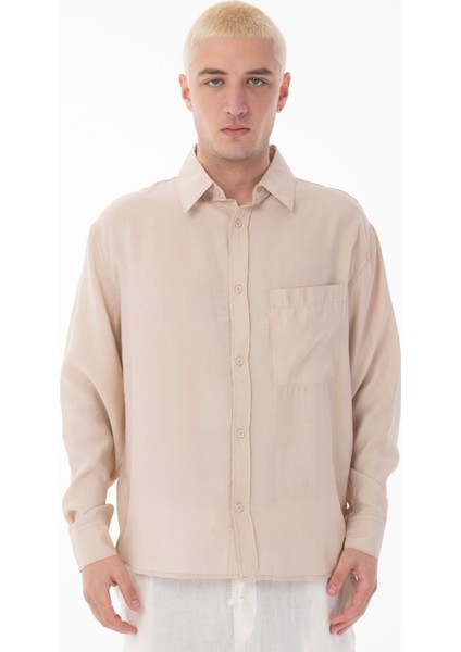 R-6050 Ayaklı Yaka Tek Cep Detaylı Uzun Kol Modal Gömlek fiyatları