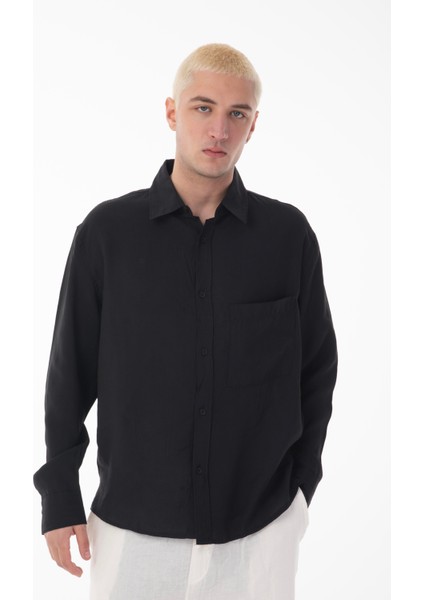 R-6050 Ayaklı Yaka Tek Cep Detaylı Uzun Kol Modal Gömlek fiyatları