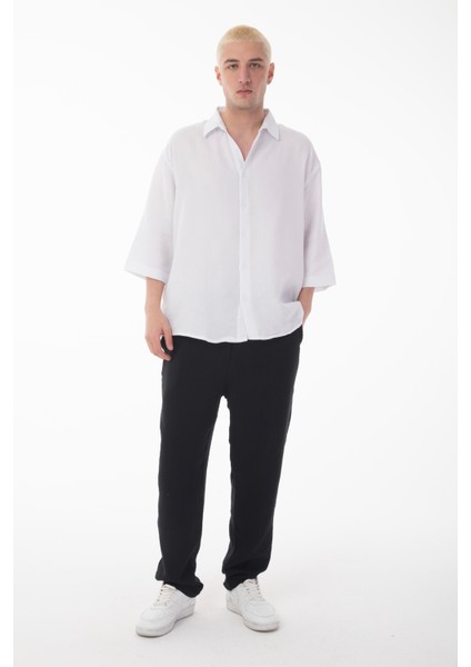 R-6049 Ayaklı Yaka Fakir Kol Müslin Gömlek