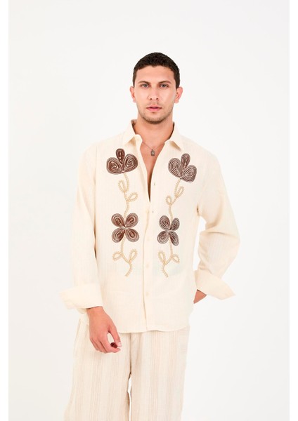 R-6093 Nakış Detaylı Uzun Kol Gömlek modelleri