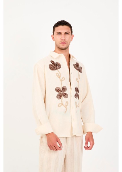 R-6093 Nakış Detaylı Uzun Kol Gömlek fırsatları