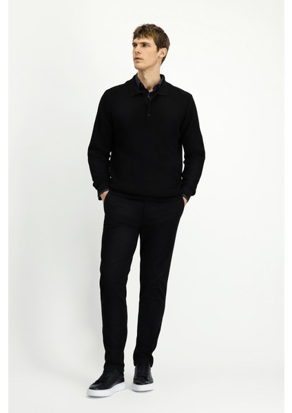 Polo Yaka Regular Fit Desenli Pamuklu Triko Kazak fiyatları