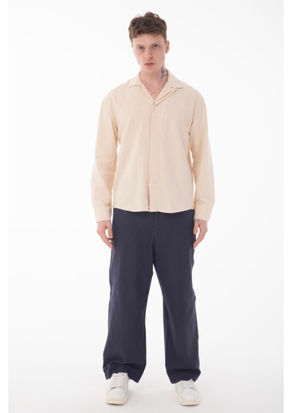 R-6059 Gizli Pat Detaylı Uzun Kol Gömlek