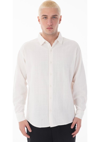 R-6044 Ayaklı Yaka Uzun Kol Keten Gömlek fiyatları