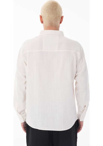 R-6044 Ayaklı Yaka Uzun Kol Keten Gömlek fırsatları