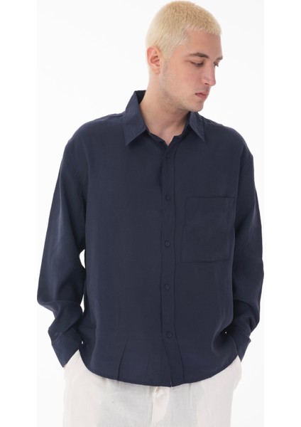 R-6050 Ayaklı Yaka Tek Cep Detaylı Uzun Kol Modal Gömlek indirimleri