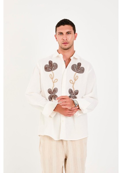 R-6093 Nakış Detaylı Uzun Kol Gömlek modelleri