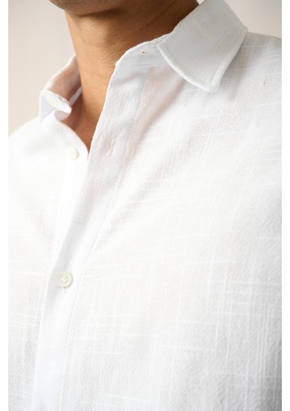 R-3780 Ayaklı Yaka Hafif Oversize Uzun Kol Keten Gömlek modelleri