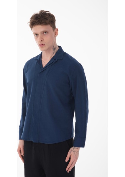 R-6059 Gizli Pat Detaylı Uzun Kol Gömlek modelleri