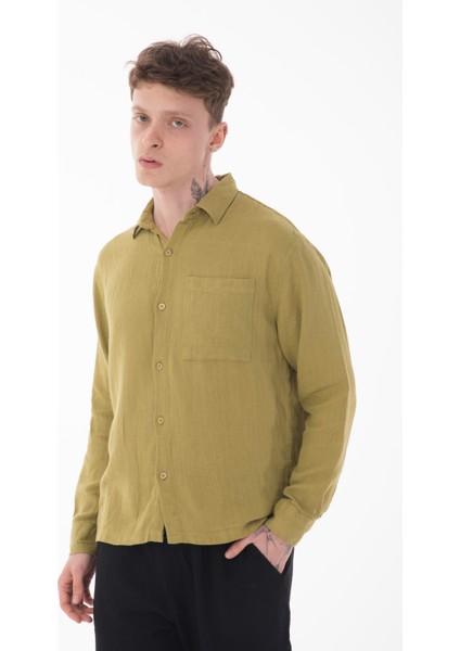 R-6054 Ayaklı Yaka Tek Cep Detaylı Uzun Kol Etamin Gömlek fırsatları