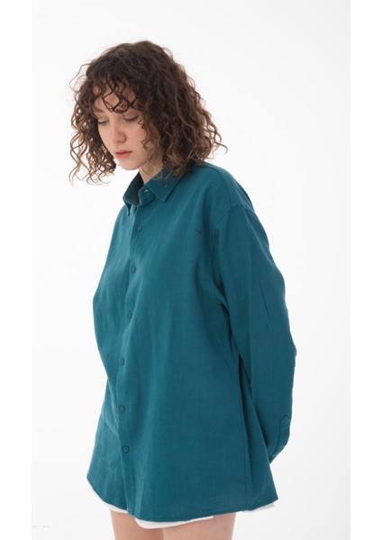 R-6044 Ayaklı Yaka Uzun Kol Keten Gömlek fiyatları