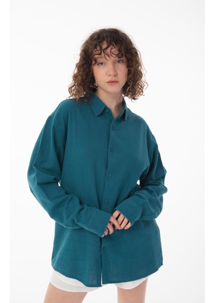 R-6044 Ayaklı Yaka Uzun Kol Keten Gömlek modelleri