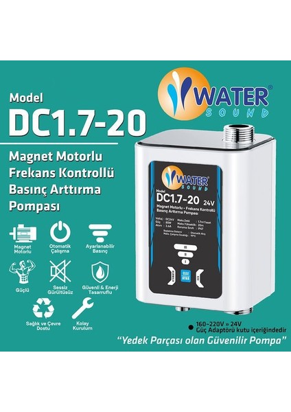 Sessiz Daire Içi Hidrofor, Güneş Enerjisi, Şebeke Basınç Artırıcı Otomatik Pompa 2 Bar 26 Lt/dk - Dc1.7-20 fiyatları