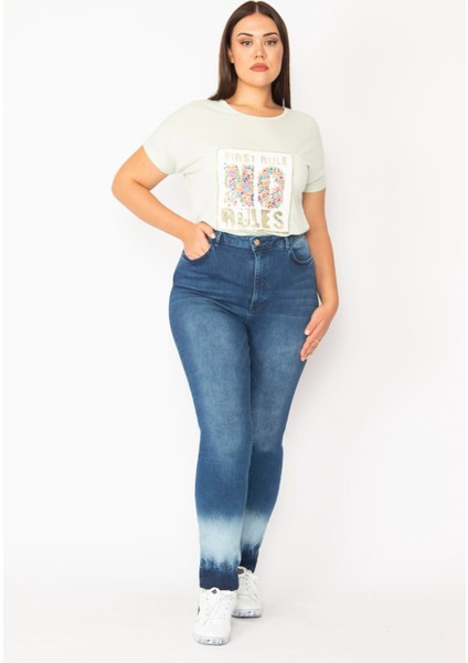 Kadın Lacivert Yıkama Efektli 5 Cep Likralı Kot Pantolon fiyatları